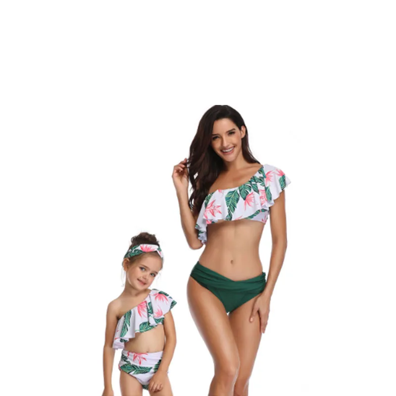 

2019 New Parent-child Bathing Suit Flying Mother And Daughter Swimsuit Family Look Matching Clothes Outfits Mom Baby Girl Dress
