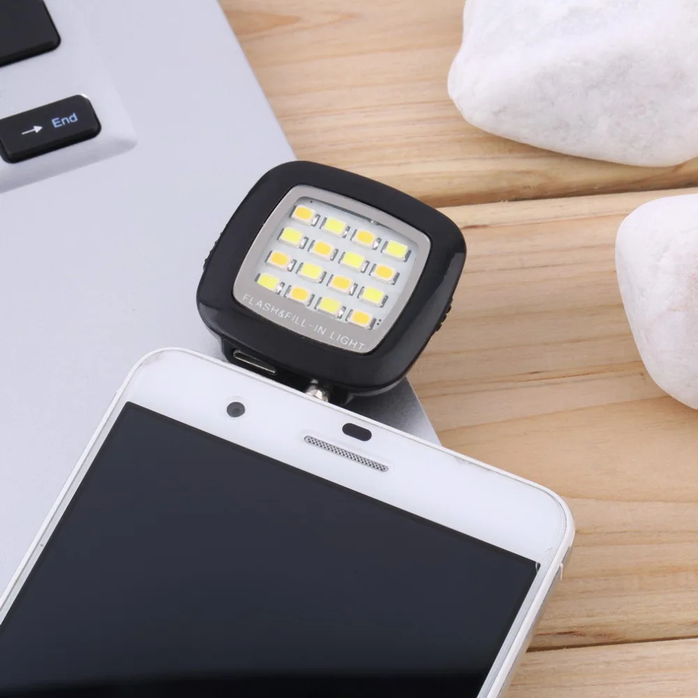 

Mini Portable Smart LED Camera Fill-in Flash Selfie Light For Cellphone