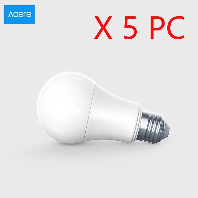 Новые XIAOMI Aqara 9 W E27 2700 K-6500 K 806lum умная белая Цвет Светодиодный лампочки работать с бытовыми стерео-и MI Home для умного дома - Цвет: 5pcs