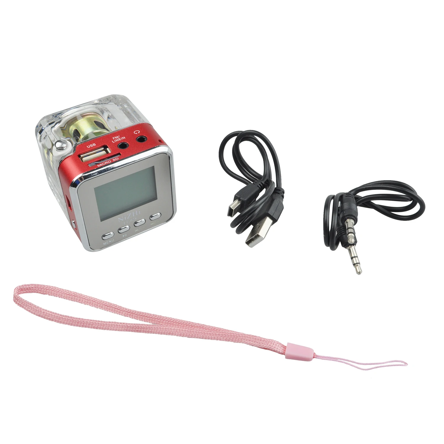 

NIZHI Mini Disk Speaker FM Radio Micro SD Mini USB Speaker (red)