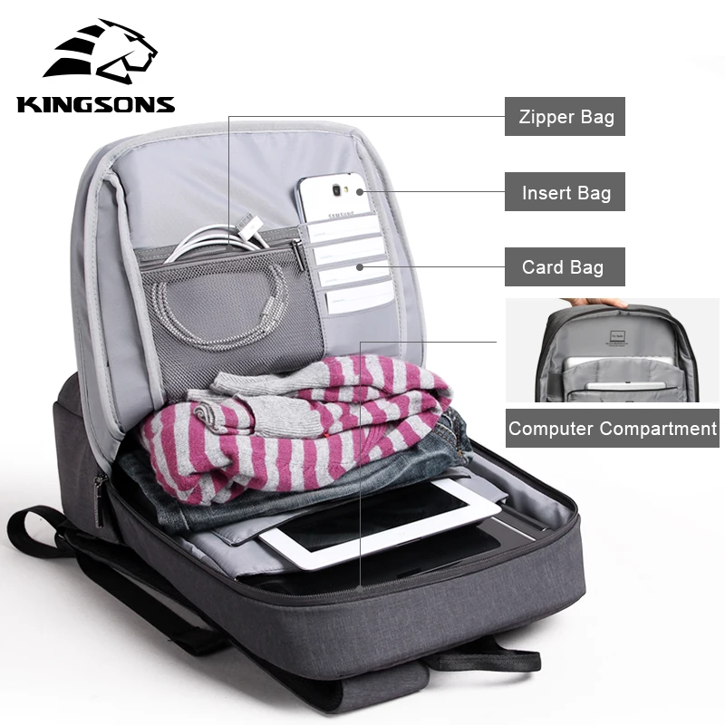 Kingsons a prueba de golpes a prueba de aire de amortiguación bolsa Tablet portátil de Mochila de hombre y mujer noche impermeable Anti-robo de Mochila