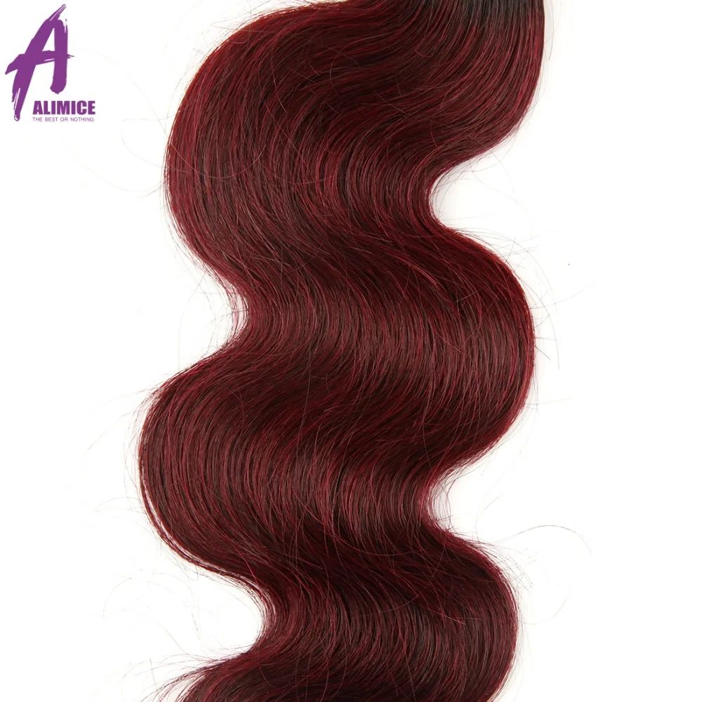 Alimice Hair Ombre Brazilian Body Wave 3 Bundles With Closure 1B99J Ombre Human Hair Bundles With Closure Remy Hair 4PcsLot (14)