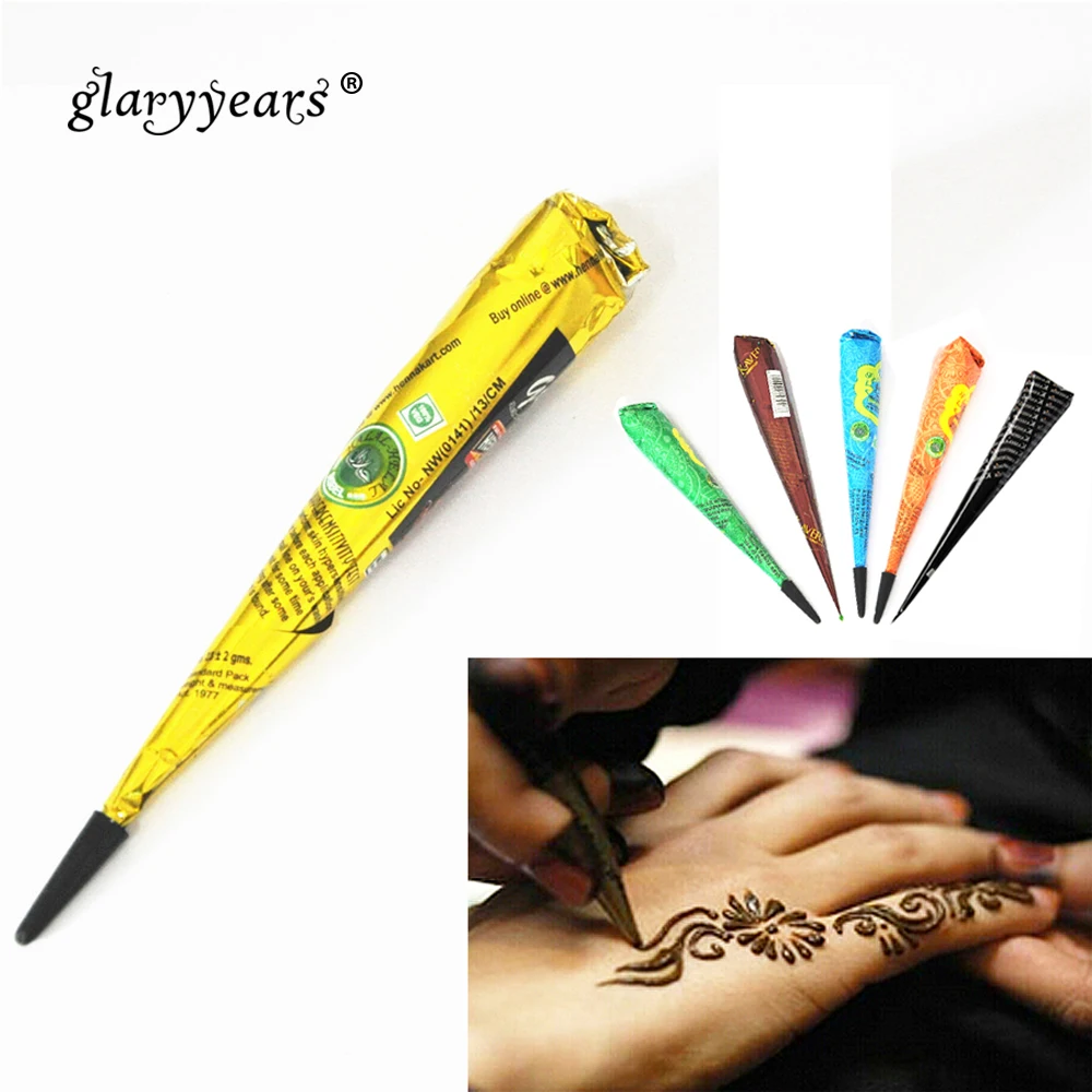 

1 Piece Black Color Indian Henna Paste Cone Beauty Women Mehndi Finger Body Cream Paint DIY Temporary Drawing for Tattoo Stencil