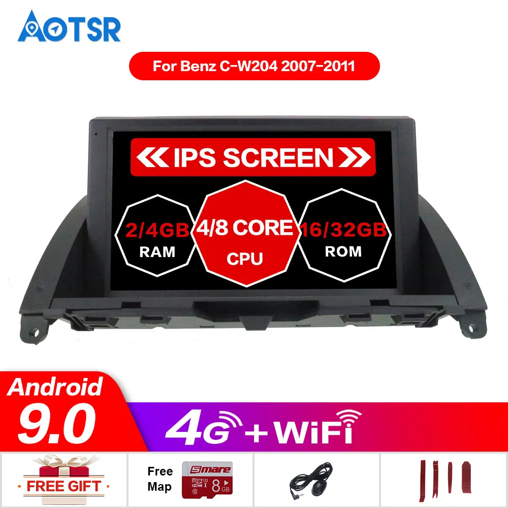 Восьмиядерный CD DVD плеер 2 Din стерео Android 9 0 автомобильное радио для Mecerdes Benz C W204 2007