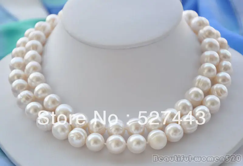 

Wholesale fast 32" 14mm NATURE white round freshwater pearl necklace AAA