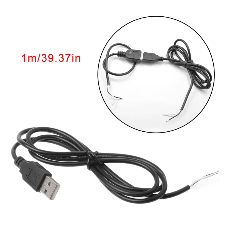 

1pcs New 5V USB 2.0 Male Jack 2 Pin 2 Wire Power Charge Cable Cord Connector DIY 1m Wire