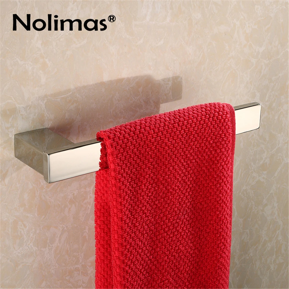 SUS 304 Stainless Steel Towel Single Towel Bar Square Towel Rack Mirror Polished Bathroom Wall