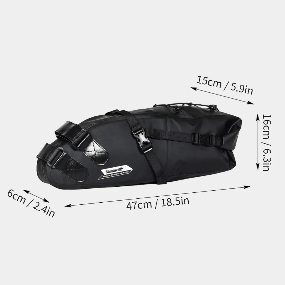Discount RHINOWALK Bike bag 10L Full Waterproof Bicycle Saddle Bag Road Mountain Bike Cycling Rear Rack Bag Luggage Pannier Accessories 6