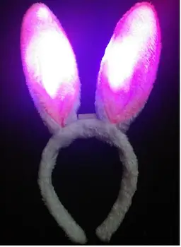 

100pcs new flash plush rabbit ears hair bands rabbit ears luminous sequined headdress can be usedcelebration supplies