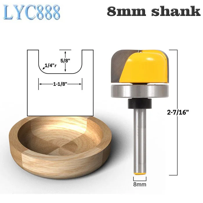 1 шт. 8 мм хвостовик чаши и лоток шаблон древесины фрезы обрезки фрезерный станок деревообрабатывающие фрезы