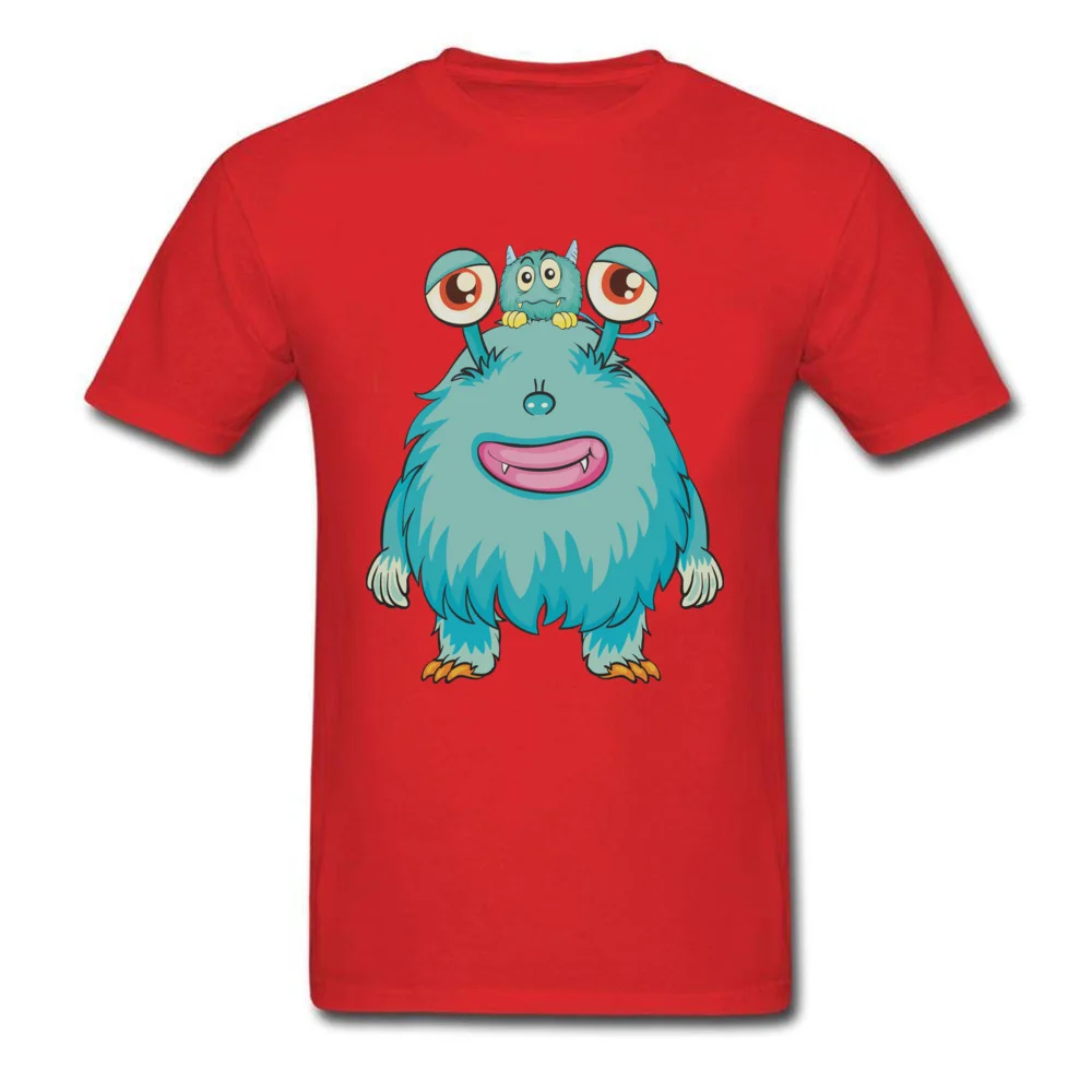 Cute Monster Tops & Tees Oversized Round Neck Custom Short Sleeve Pure Cotton Men T-shirts Street Clothing Shirt Cute Monster red