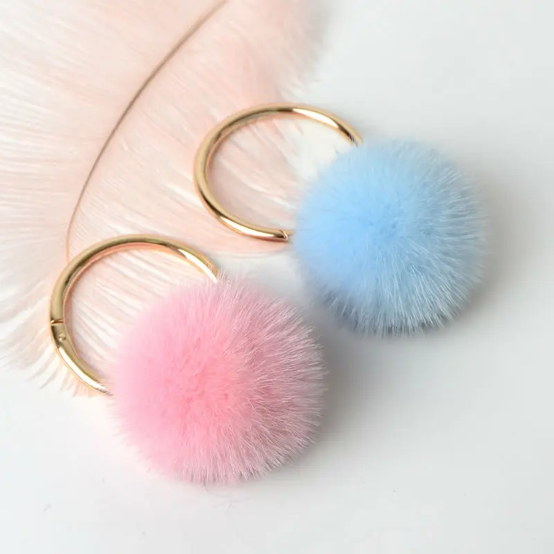 On Sale Soft Fluffy Genuine Mink Fur Pompom Keychain For Backpack Car Key Chain Bag Charm Women Accessories Pendant | Украшения и