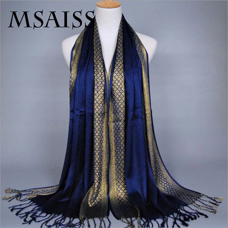MSAISS весенний женский шарф 180*60 см золотой шарф высокого качества с блестками мусульманский шарф