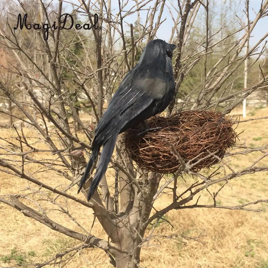 MagiDeal Black Crow Garden Bird Scarer Scarecrow Mice Garden Yard Deterrent Repeller Traps Birds Ornament Garden Decor