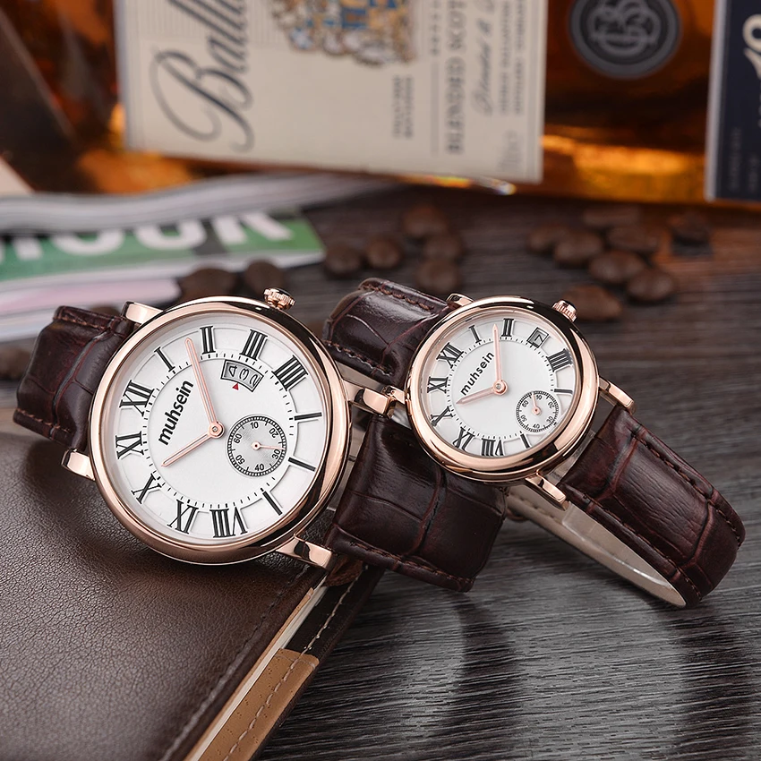 

Distinguished business casual quartz watch water resistant fashion watch ladies &men leather strap watch