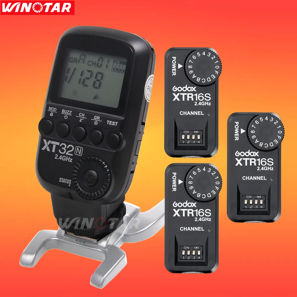 Godox XT32N 2.4G Wireless 1/8000s HSS Flash Trigger + 3x XTR 16S for