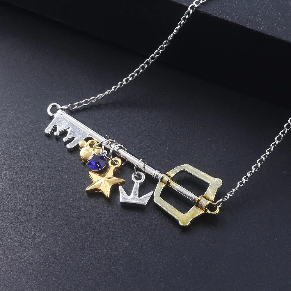 Kingdom Hearts Sora, брелок для ключей, золотое ожерелье, подвеска, брелок для ключей, украшение, подарки, аксессуары для косплея, реквизит