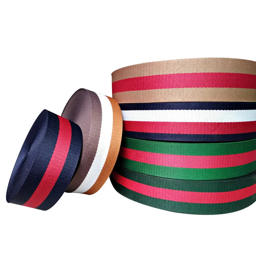 

1Meters Thick 5CM polyester Woven Jacquard Ribbon green background brown red stripe pattern DIY sewing accessories ribbons