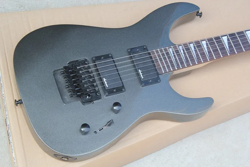 Электрогитара с металлическим корпусом серая электрогитара Floyd Rose 2 пикапа белая