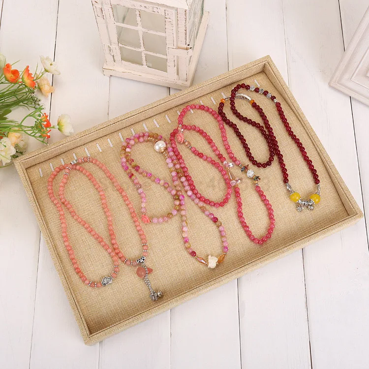 

Environmental Linen Fabric Jewelry Necklace/Pendant Display Tray Tabletop Show tray