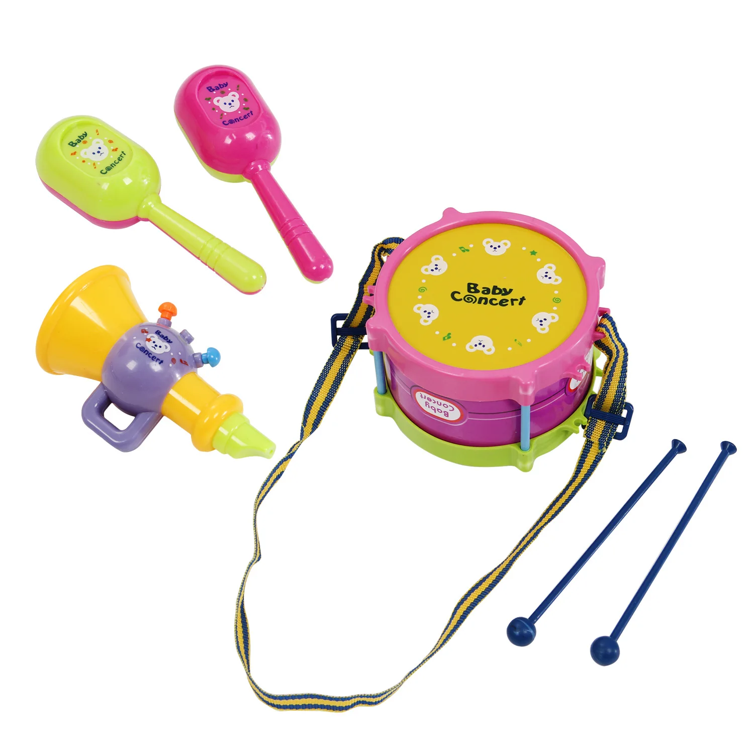 Новые 5 шт. рулонные барабанные Музыкальные инструменты набор музыкальных инструментов детская игрушка, подарок набор