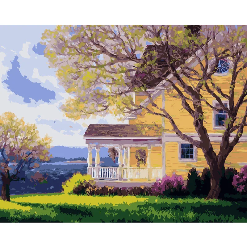 

Diy Oil painting By Numbers Canvas Acrylic Wall Painting Calligraphy Children Oil Coloring Paint By Number Flower Bloom Season