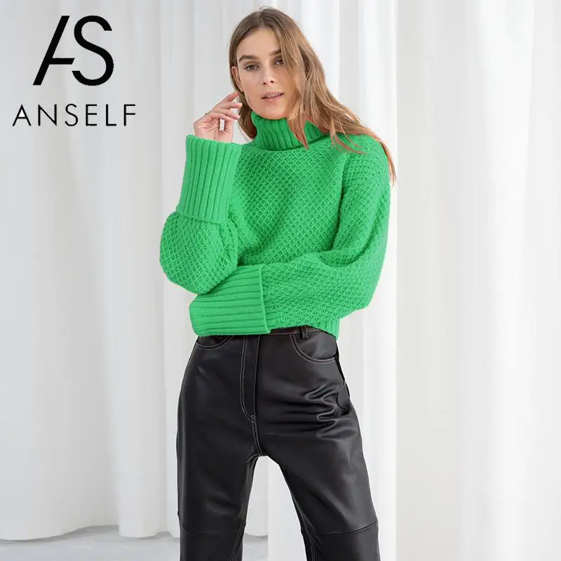 

2019 Winter Woman Sweater Knitting Pullover Turtleneck Sweaters Solid Knitted Tops Long Sleeve Pullover female Christmas Jumpers