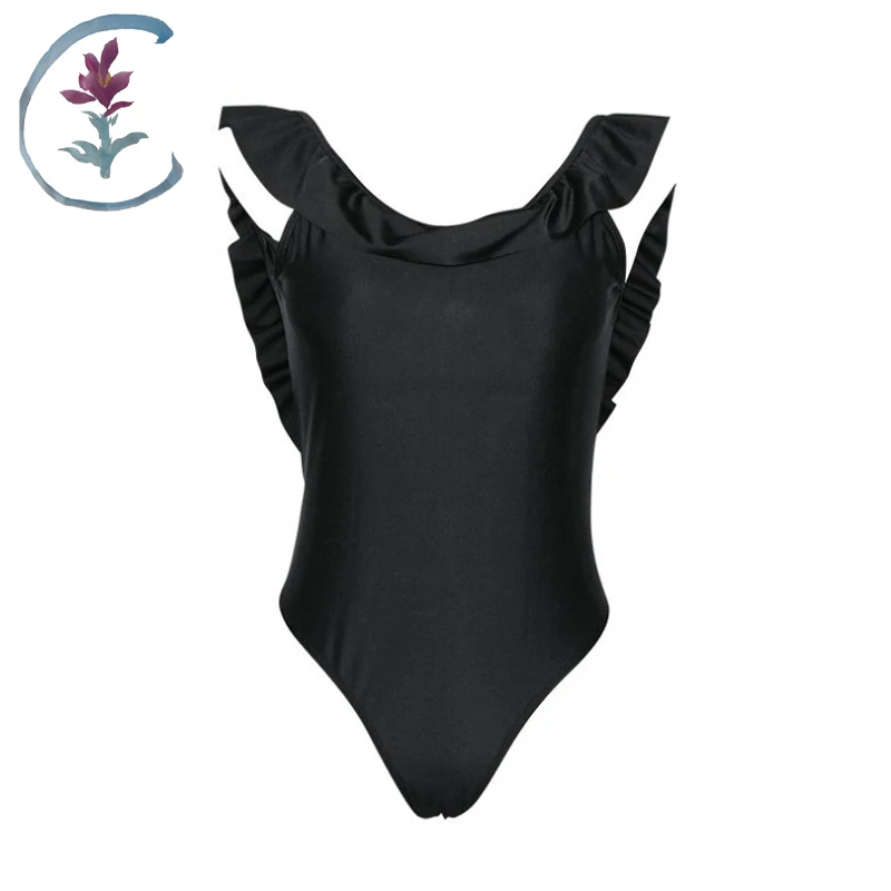 CATTLEYA Ruffle Scoop neck One Piece Swimsuit Women Cut Out Bathing