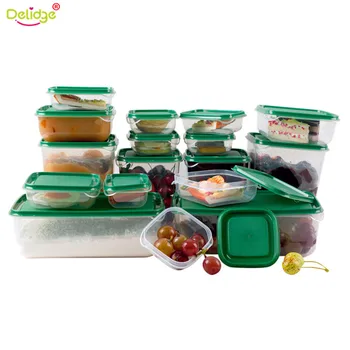 

Delidege 17 pcs/set Sealed Square Crisper Plastic Food Storage Boxes For Refrigerator Preservation Box Salad Fresh Container