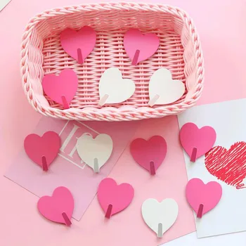 

10pcs Stainless Steel Hook Fashion Door Kitchen Hook Bathroom Heart Shape Adhesive Hanger Hook 18092302