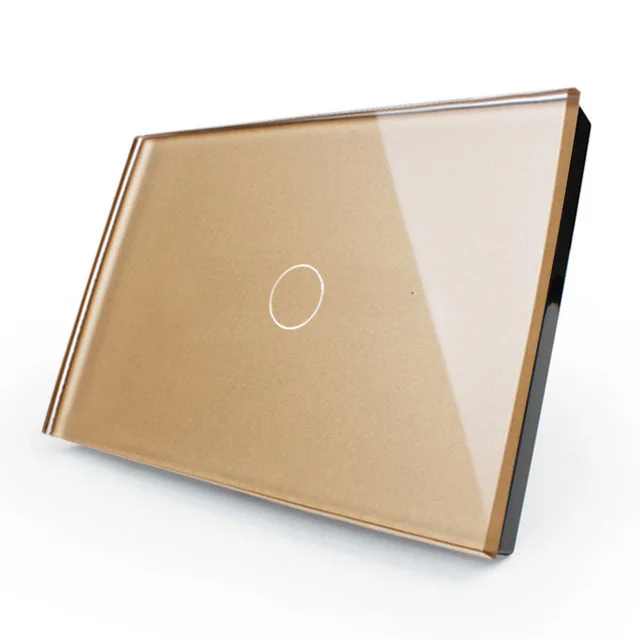 Free shipping US/AU Standard Wall Touch Switch Gold Crystal Glass Panel 1 Gang Way LED indicator Light Screen | Обустройство дома