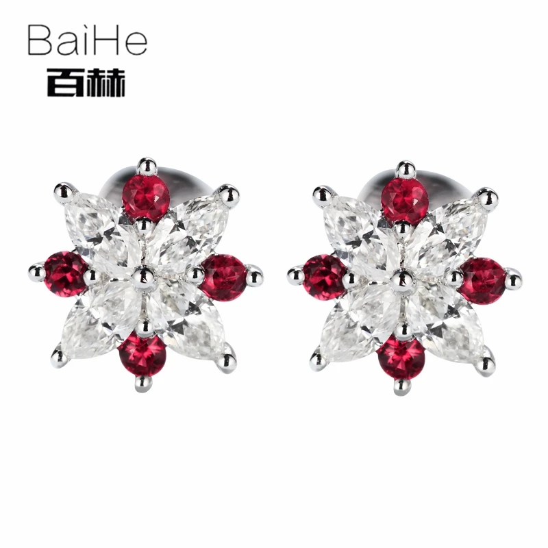 BAIHE Solid 14K White Gold 0.38CT H/SI Marquise 100% Genuine Natural Diamond Wedding Trendy Fine Jewelry Elegant Stud Earrings BAIHE Solid 14K White Gold 0.38CT H/SI Marquise 100% Genuine Natural Diamond Wedding Trendy Fine Jewelry Elegant Stud Earrings