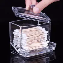 2016 New Creative Clear Acrylic Storage Holder Box Transparent Cotton Swabs Stick Cosmetic Makeup Organizer Case High Quality