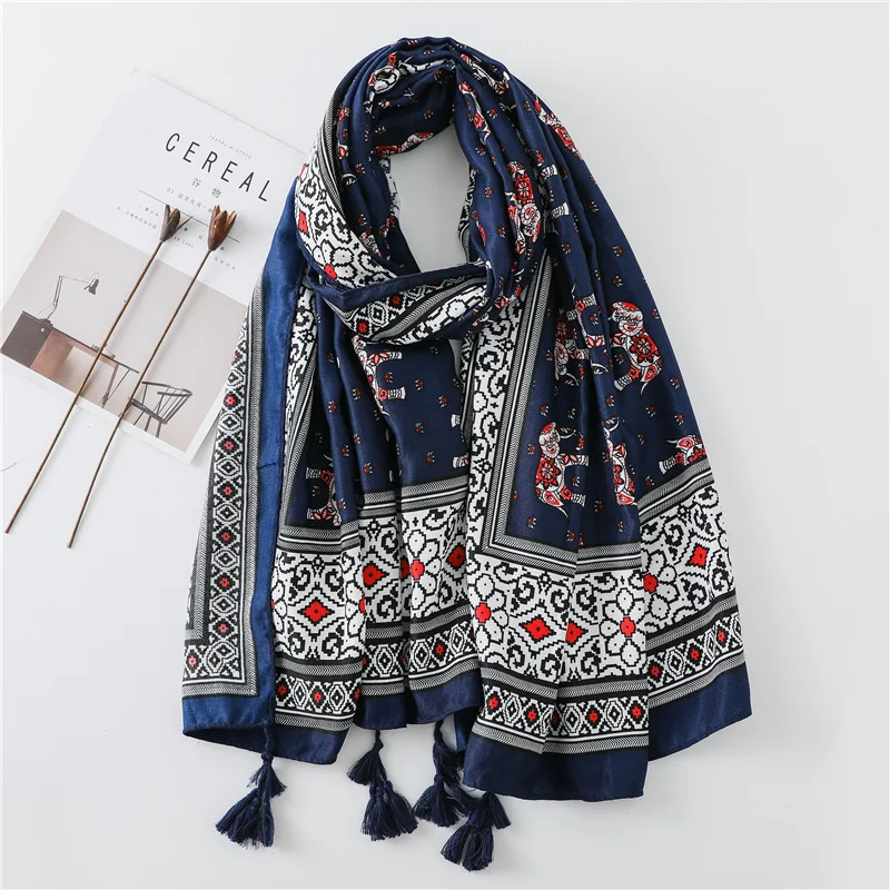

Women Vintage Scarf Hijab Elephant Cartoon Shawl Bright Female Large Wrap NEW 2018 [3069]