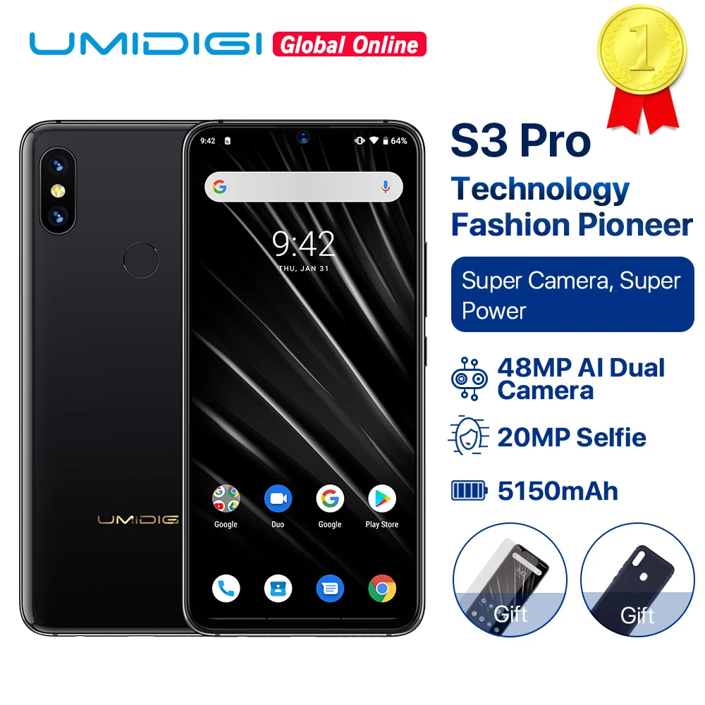 Смартфон UMIDIGI S3 PRO 6 ГБ + 128 Helio P70 Android 9 0 3 дюймовый экран FHD 48 Мп 12 камера заднего вида