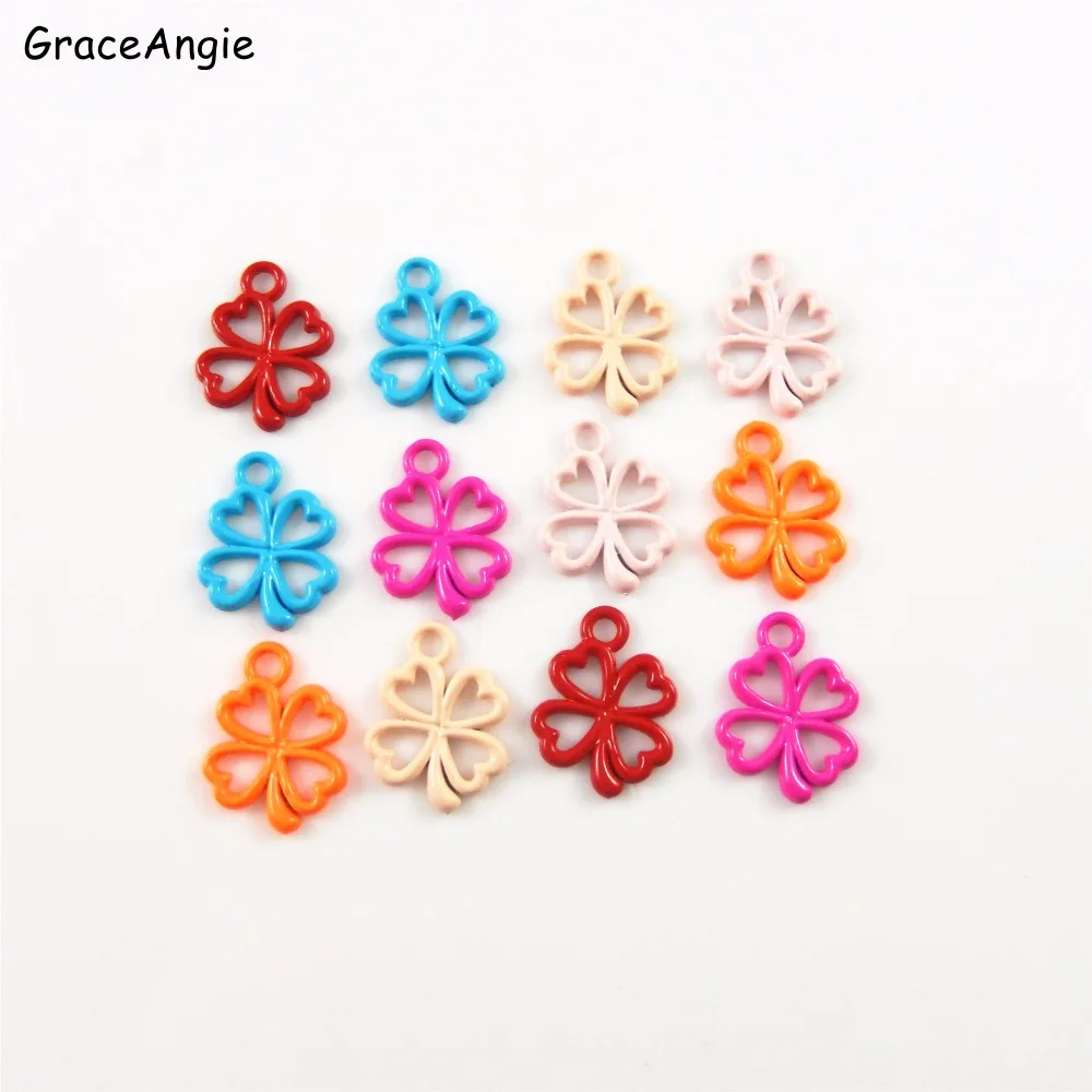 

GraceAngie 60PC Creative Zinc Alloy Clover Style Enamel Necklace Bracelet Pendant Women Girl DIY Crafts Fashion Jewelry Findings