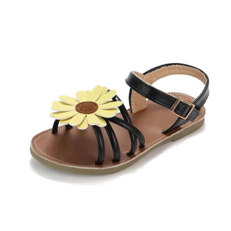 Летние детские сандалии для девочек, дышащая нескользящая обувь с цветочным принтом, сандалии на мягкой подошве, обувь принцессы, пляжная обувь