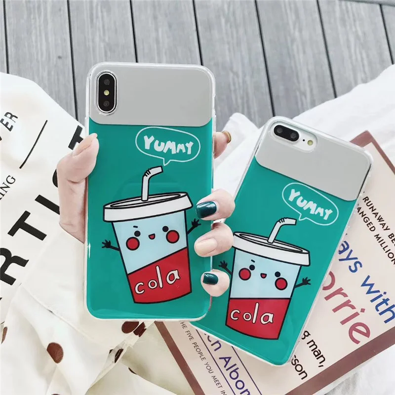 

Mirror Cola Yummy Phone Case For IPhone XR X XS XSMAX Cover Anti-Scrach Back Shell For IPhone 6 6S 7 8 Fundas Cases