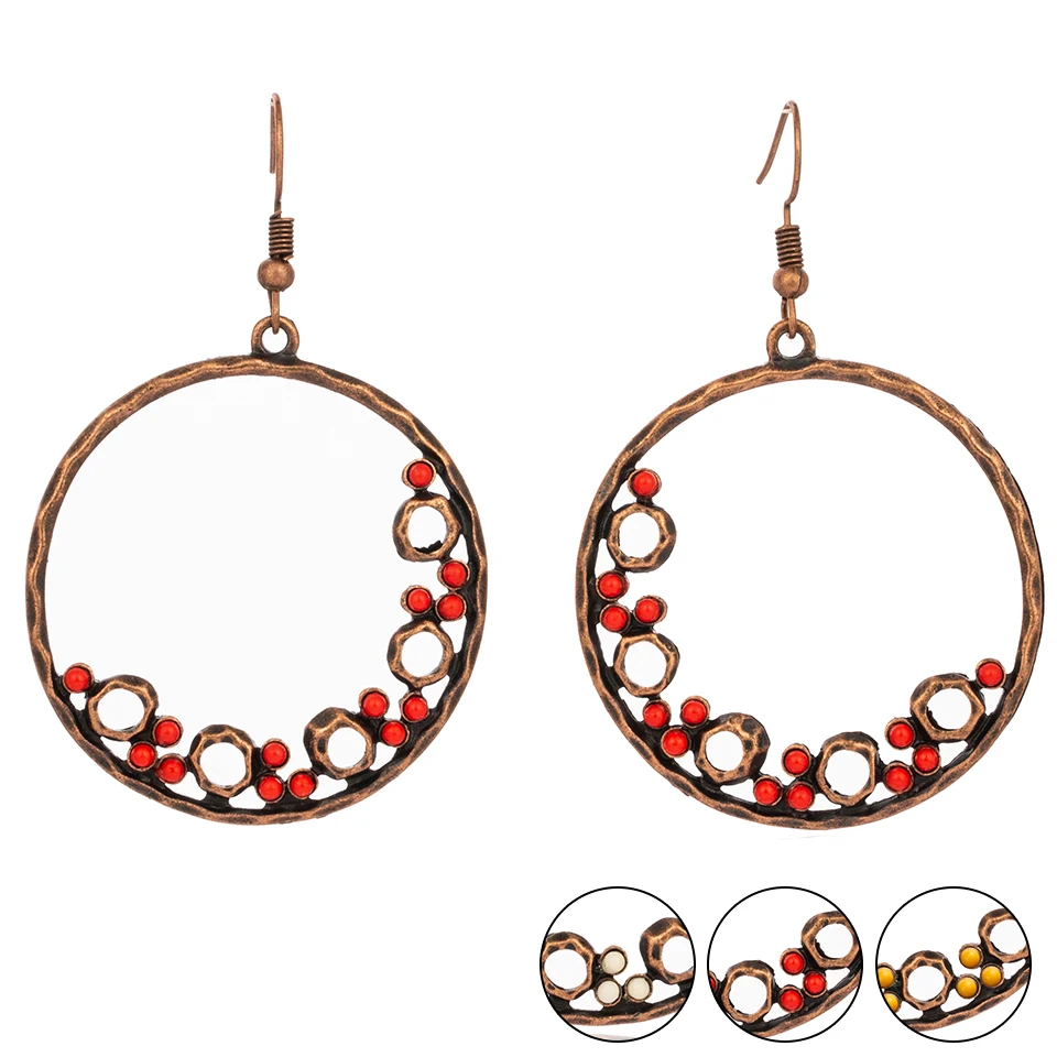 

Vintage Alloy Earings Fashion Jewelry for Women 2019 Ethnic Round Circle Drop Earring Charm Ear jewellery Accessories Gifts