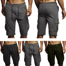 Спортивные мужские повседневное короткие мотобрюки эластичный Тренажерный зал Бег Спортивная одежда для бега шорты для женщин карманы плотная цвет