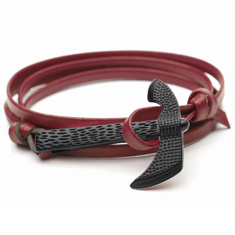 

Charm Multilayer Leather Ax Wristband Bracelets for Men Customize Gifts Fashion Vikings Cuff Bracelet Women Jewelry Pulsera SL03