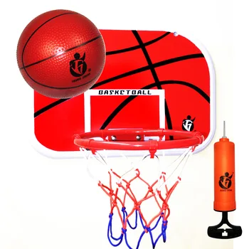 

Adjustable Steel Hanging Basketball Hoop Rim PVC Backboard Set Mini Basketball Ball Indoor Training Games for Kids