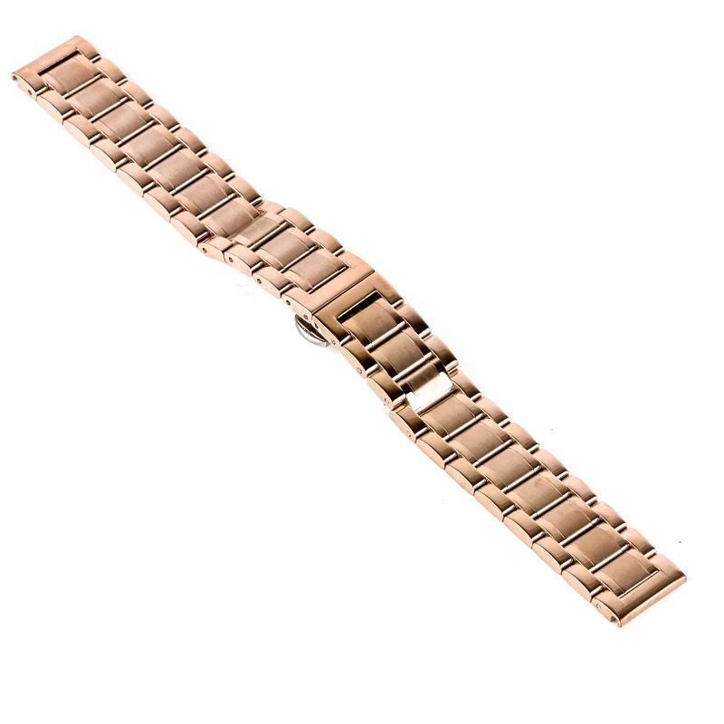 Shellhard New High Quality Silver Black Rose Gold Watchband Stainless Steel Butterfly Clasp Buckle Straight End Watch Band Strap