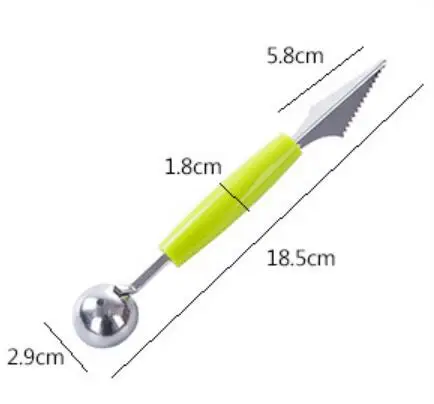 100pcs 2in1 Dual-head Fruit Ball Carving Knife Kiwi Fruit Waterlemon Scoop Melon Digger Jar Mashed Potato Baller Ice Crea