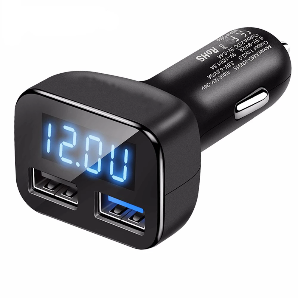 QC3.0 Dual USB Car Charger Quick Charger 2.4A Samrt Fast Charging with Voltage Charger Adapter For iPhone Samsung Xiaomi Huawei