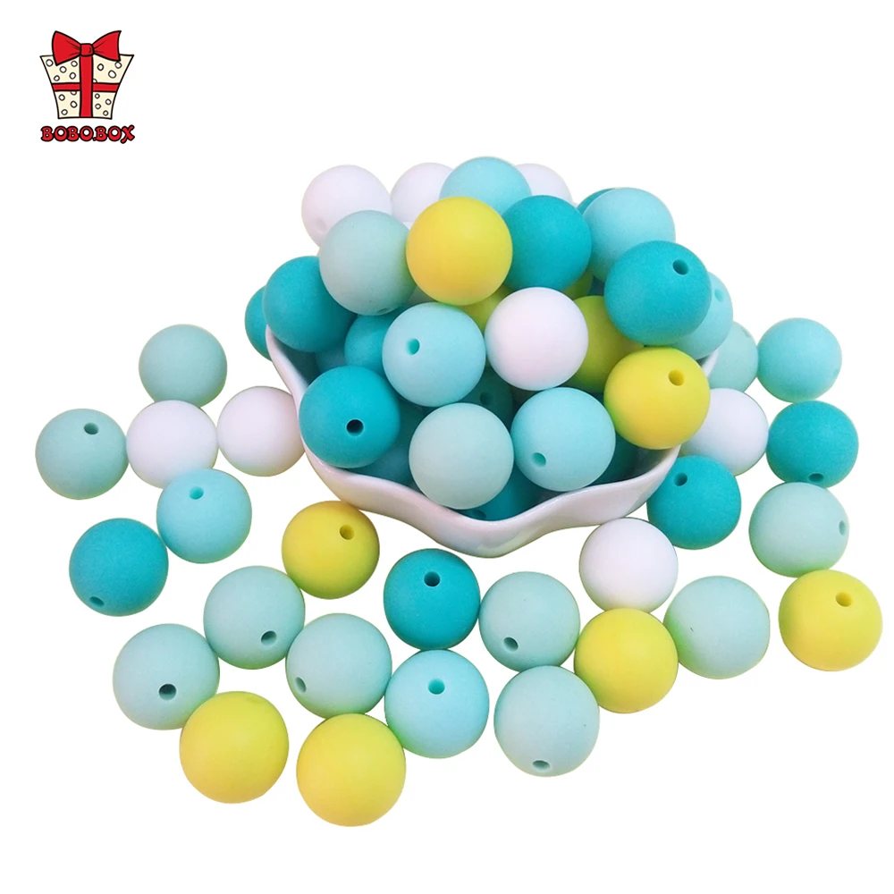 BOBO.BOX 15mm 20pcs 실리콘 구슬 식품 학년 실리콘  Teething 제품 씹는 젖꼭지 체인 클립 비즈  Teethers 장난감