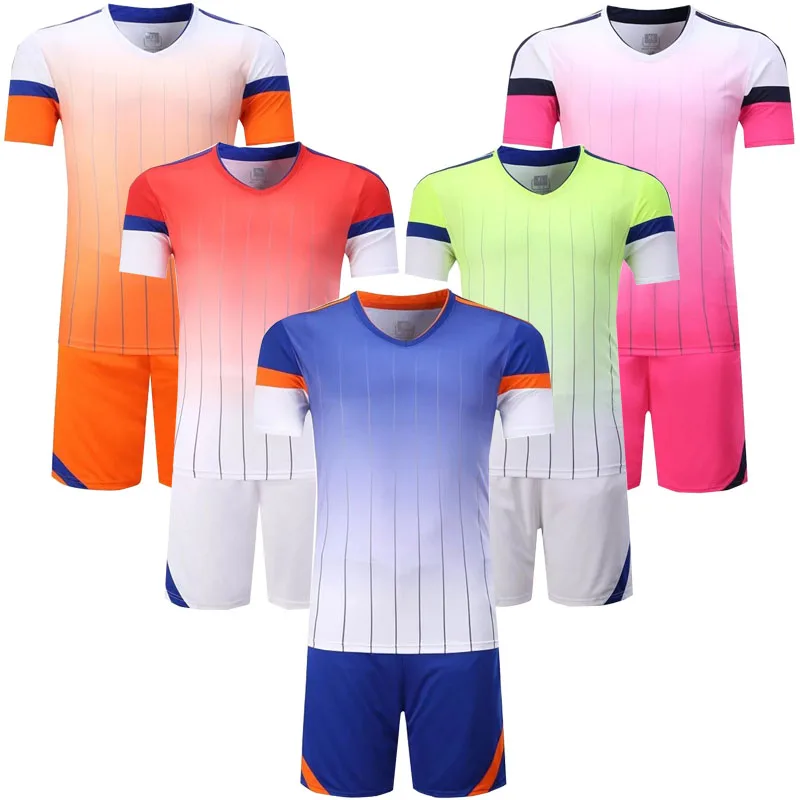 Men's vertical stripe soccer jerseys men football jerseys adult soccer trainning suits customize any logos sports Futbol kits