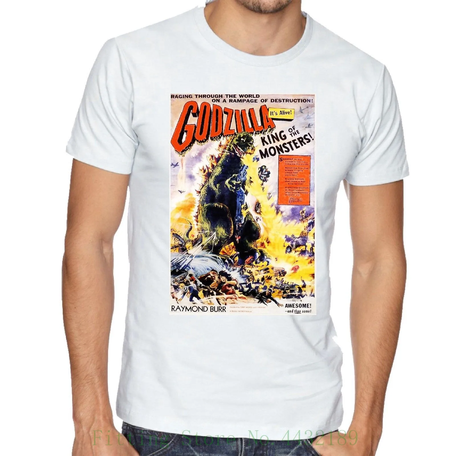 Movie T Shirt Classic Godzilla Movie Poster T Shirt Summer Style Hip