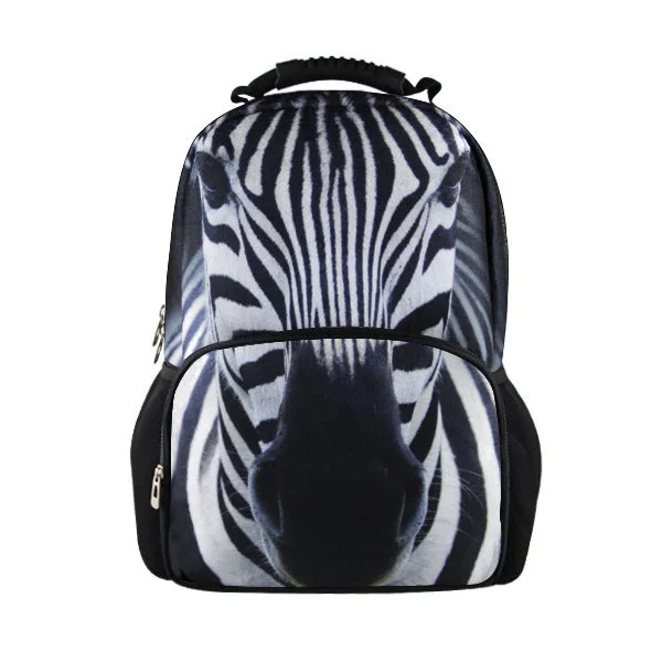 FORUDESIGNS New animal zebra backpack for women black and white striped