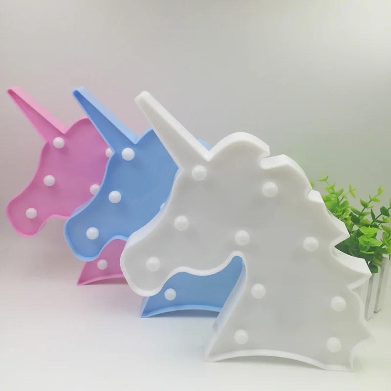 REEDBUCK 3D Unicorn Head Led Night Lights Animal Marquee Lamps Kids Gift Bedroom Table Led Lamp Party Wedding Home Decoration  (4)